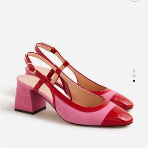 J. Crew Lyne Cap toe heels in colorblock suede size 7